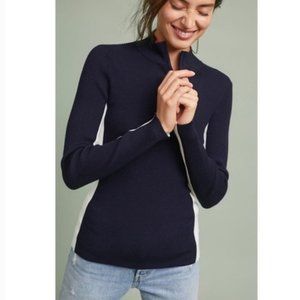 Anthropologie Varsity Half-Zip Pullover Sweater